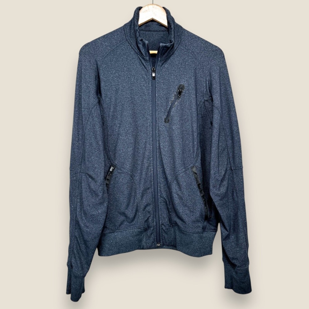Lululemon Trainer Jacket Men Medium Navy Blue Zip Pockets Track Performance